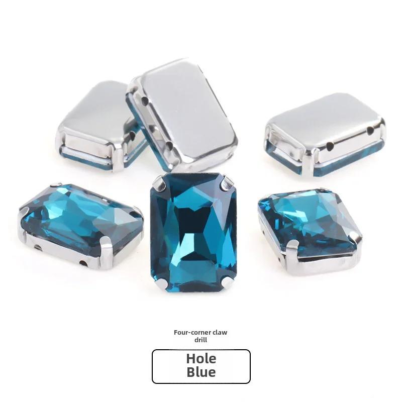 Rectangle Glitter Beads with claw sew on Rhinestone For Clothes bags clothing DIY glitter beads with seting