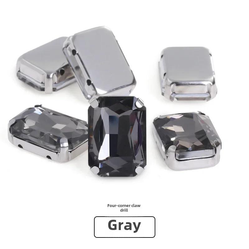 Rectangle Glitter Beads with claw sew on Rhinestone For Clothes bags clothing DIY glitter beads with seting