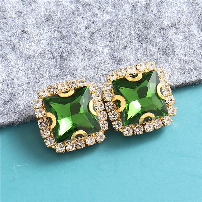 10mm 12mm 14mm Crystals Square Glass Sew on Rhinestones With Golden Claw Flatback Sewing Supplies Stones For Diy Clothing