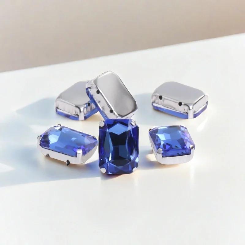 Rectangle Glitter Beads with claw sew on Rhinestone For Clothes bags clothing DIY glitter beads with seting