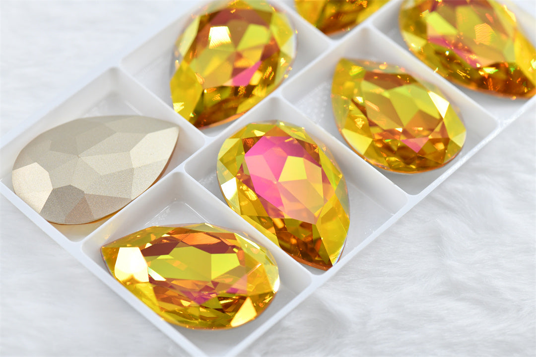 new k9 Sakura series lavender gold glass big stones 30x40mm rhinestones for decoration teardrop Diy crafts jewels crystal