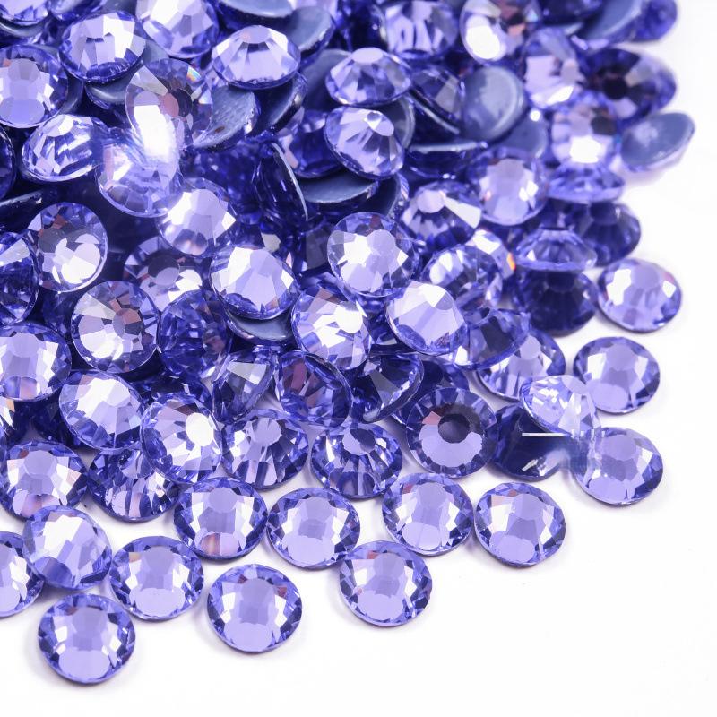 purple series Hotfix rhinestones Flatback Crystal Iron On Round Stones for clothing Decoration Crafts Dress diamond