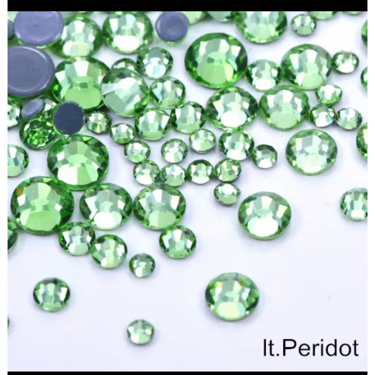 green series Hotfix rhinestones Flatback Crystal Iron On Round Stones for clothing Decoration Crafts Dress diamond