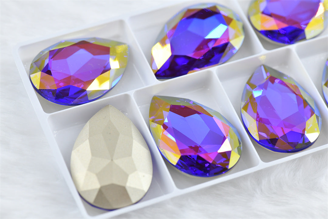 new k9 Sakura series lavender gold glass big stones 30x40mm rhinestones for decoration teardrop Diy crafts jewels crystal