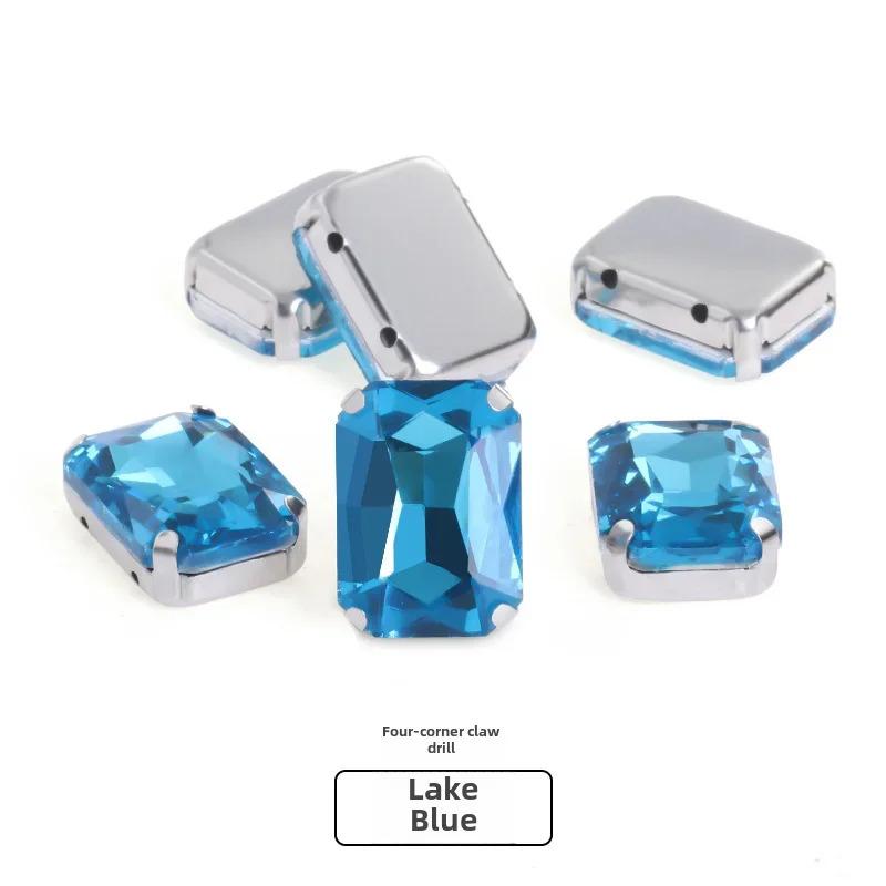 Rectangle Glitter Beads with claw sew on Rhinestone For Clothes bags clothing DIY glitter beads with seting