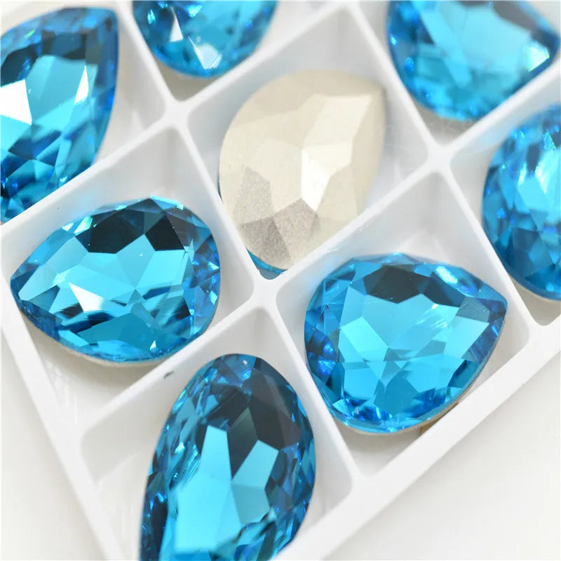 k9 glass crystal Rhinestones Pointback teardrop super glitter crafts Wedding Dress Beads For Jewelry Making