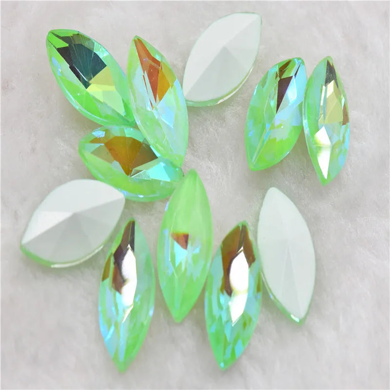 Peridot Mocha AB glass pointback beads stones for crafts Earrings, necklaces and bracelets