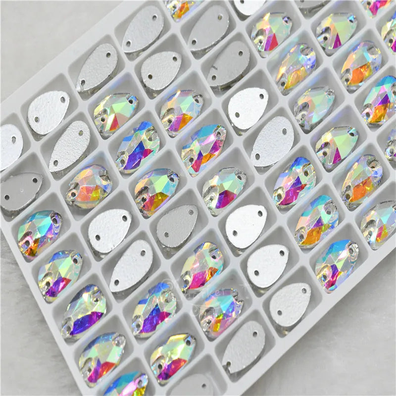 teardrop rhinestones flatback crystal ab Strass Stones Applique belly dance Costume making crafts sew on