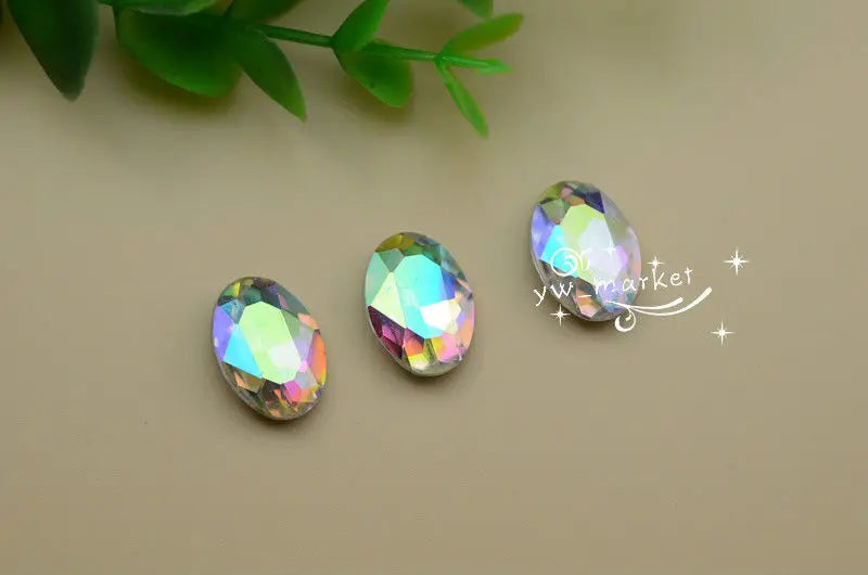 30x40mm Oval pointback rhinestones crystal glue clothing crafts strass decoration wholesale jewery making