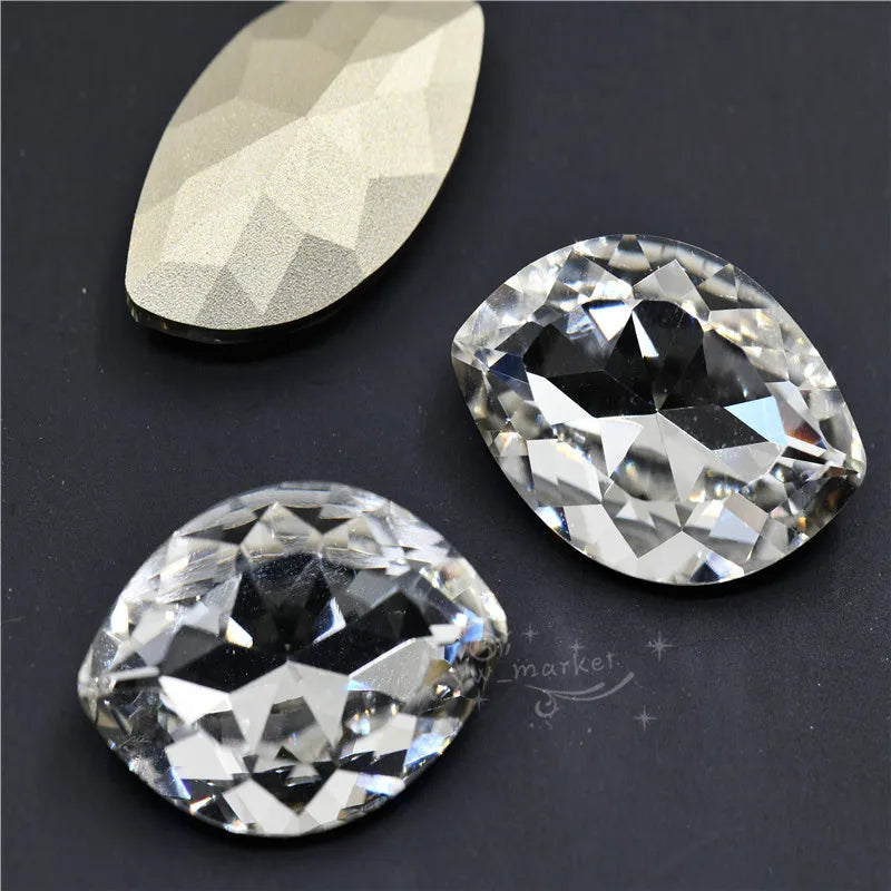 k9 crystal rhinestones clear Navette Round point back glass stones jewels beads for crafts