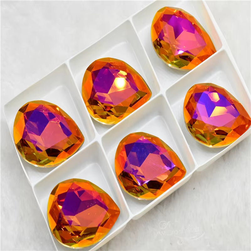 new k9 Sakura series lavender gold glass big stones 30x40mm rhinestones for decoration teardrop Diy crafts jewels crystal