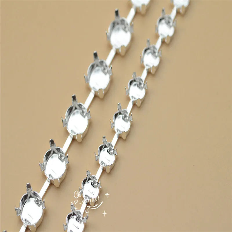 strong empty cup chain silver large size for round rhinestones 6mm 8mm 10mm 12mm 16mm 18mm 14mm Jewellery Soldering by yard