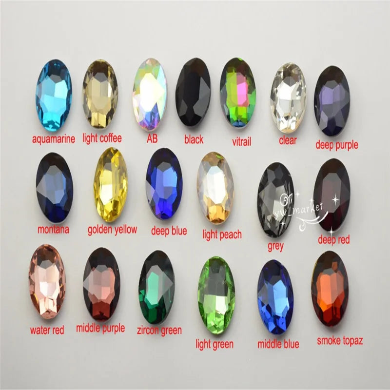 30x40mm Oval pointback rhinestones crystal glue clothing crafts strass decoration wholesale jewery making
