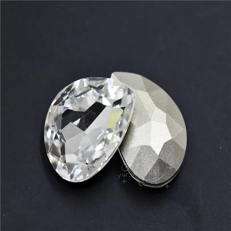 k9 crystal rhinestones clear Navette Round point back glass stones jewels beads for crafts