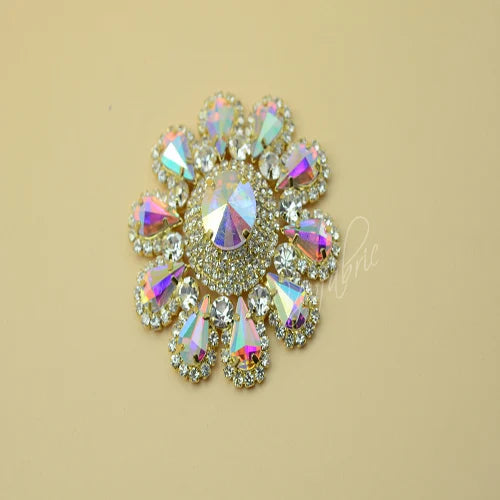 1 pcs Round Crystal Rhinestone Applique Color Gold Claw Dress clothes sew on HATS For DIY Needlework