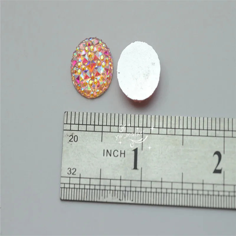 Round AB Glitter Faux Resin Rhinestones Acrylic Flatback Gems Jewels Dress DIY 12 14 16 18mm