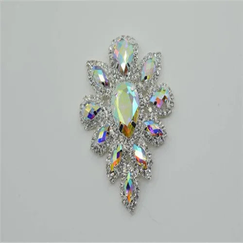 Rhinestones Applique Gold base clothing Dress sew on Party Wedding Decoration