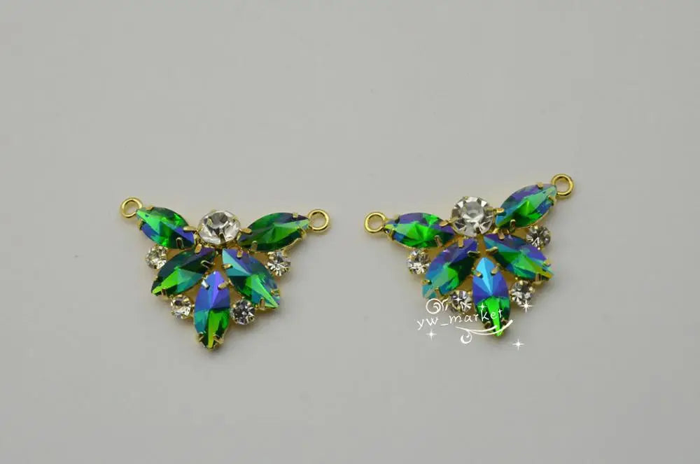 2 pcs Crystal Rhinestone Applique Costume Wedding Dress clothes shoes Sew On K9030