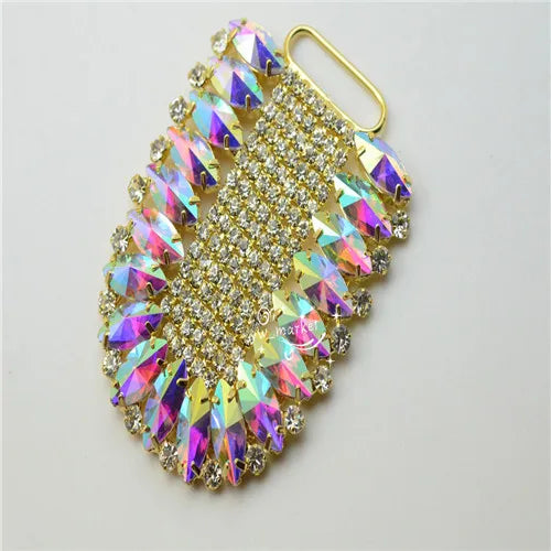 1 pcs Costume Dress Applique Color Rhinestone Sewing On (K9028)