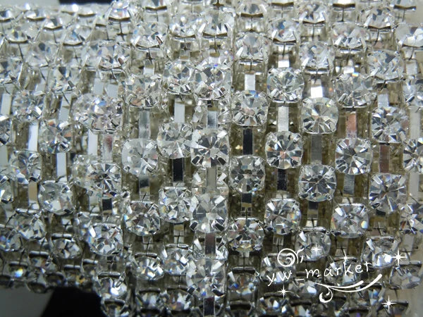 SS28 6mm Crystal Clear Rhinestone Chain Trim Silver sew on 10 yard