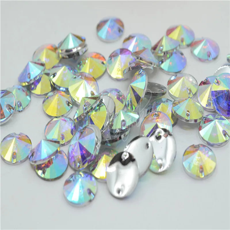 Rivoli AB ROUND Acrylic Sew On Flatback Resin Stones Garment applique dropshipping