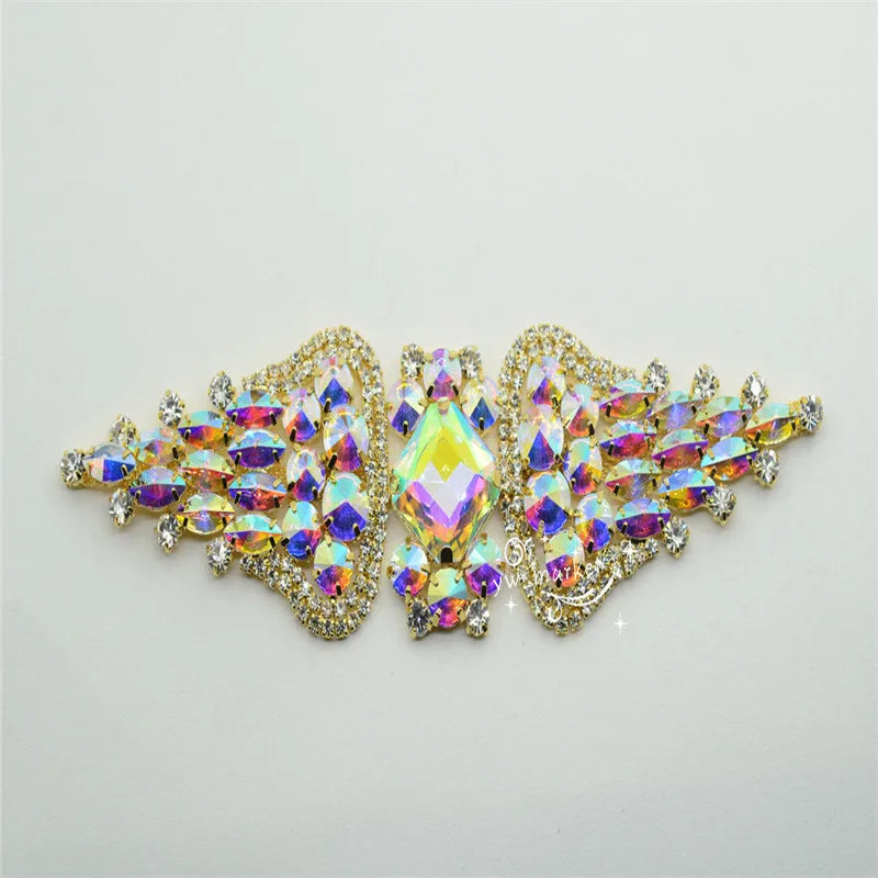 Costume Wedding Dress Rhinestone Applique Color Crystal Sewing On1 pcs K9049