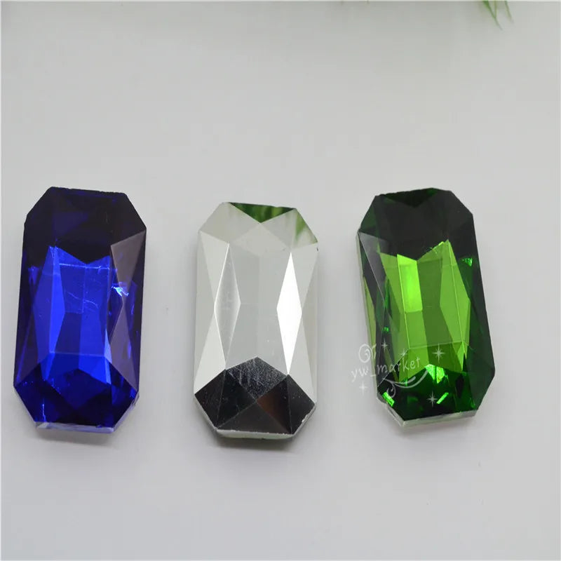 30mm x 40mm Rectangle Crystal Glass Rhinestones Color Jewels Making 27PCS Large Stones