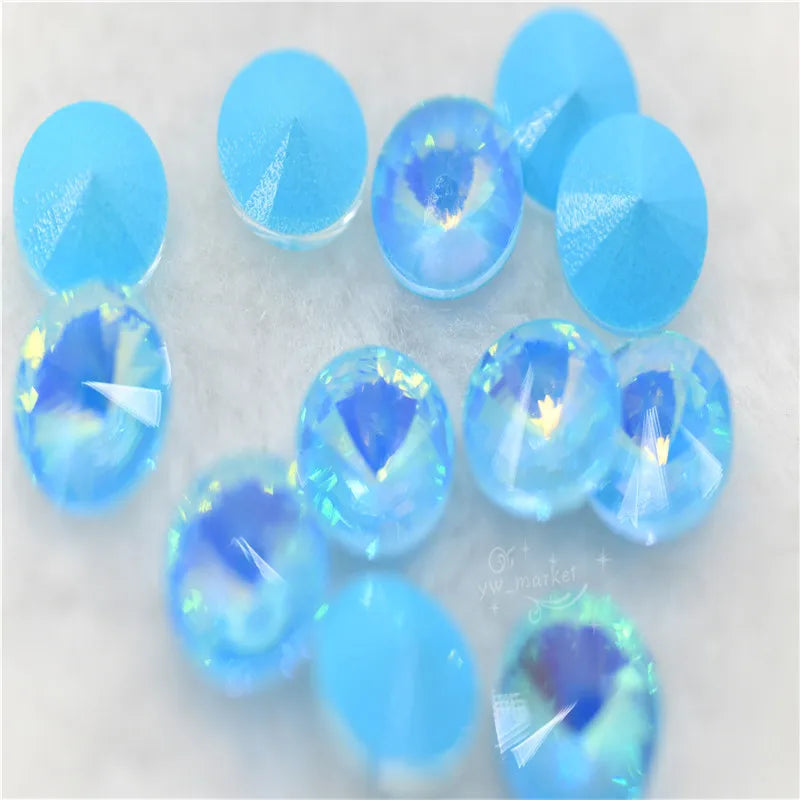 Rivoli Ab Glass Crystal Rhinestones For Needlework Pointback Stones Dress Decoration Jewelry Making 8mm 10mm 12mm 14mm 18mm