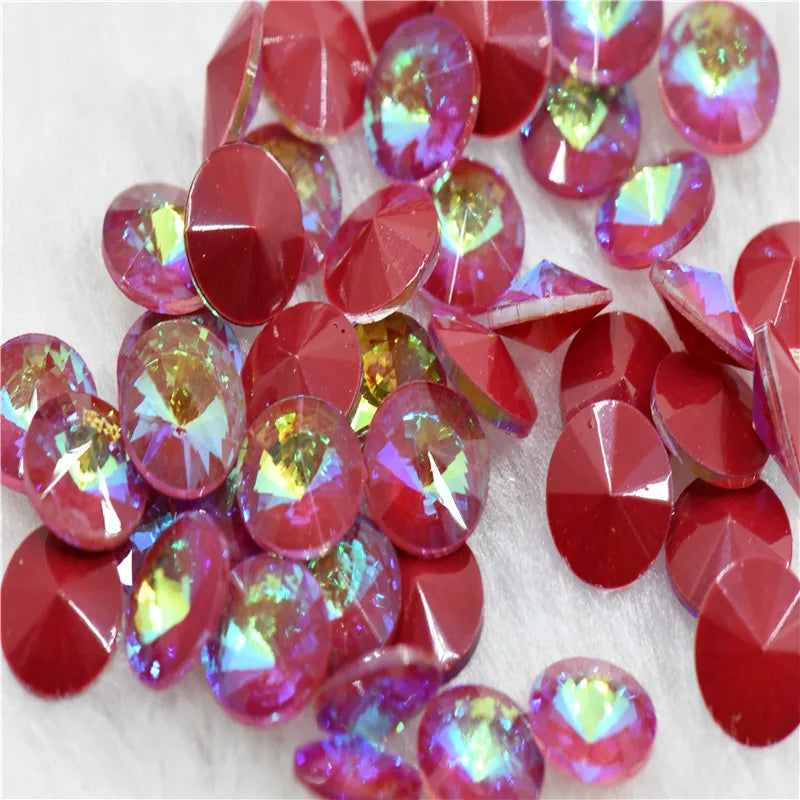 Rivoli Ab Glass Crystal Rhinestones For Needlework Pointback Stones Dress Decoration Jewelry Making 8mm 10mm 12mm 14mm 18mm