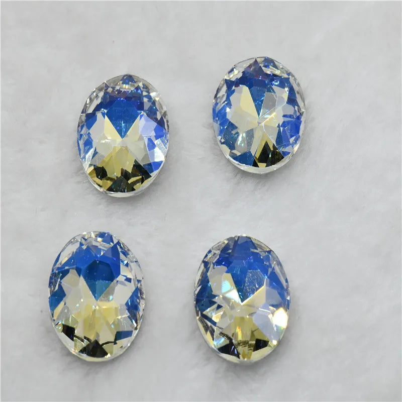 Moonlight color Droplet Home Decoration Rhinestones Glass Rivoli Navette Glue on jewels Crafts 20x30mm 17x32mm
