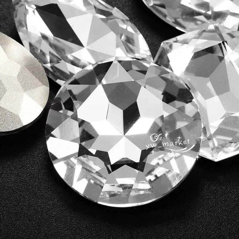 k9 crystal rhinestones clear Navette Round point back glass stones jewels beads for crafts