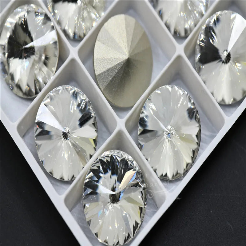 k9 crystal rhinestones clear Navette Round point back glass stones jewels beads for crafts