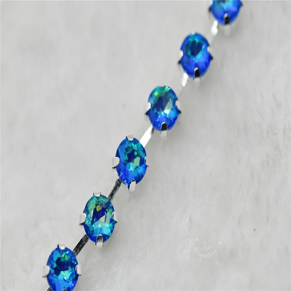 Gem Flower Rhinestones Chain handmade Applique Strass silver claw for wedding dress sewing Jewelry making ss38 ss28