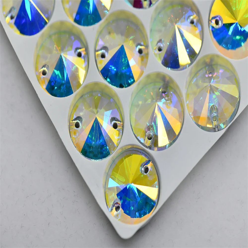 High quality super glitter Round glass flatback rhinestone Costume Dress sew on stones 12mm 14mm 18mm 16mm can mixed size