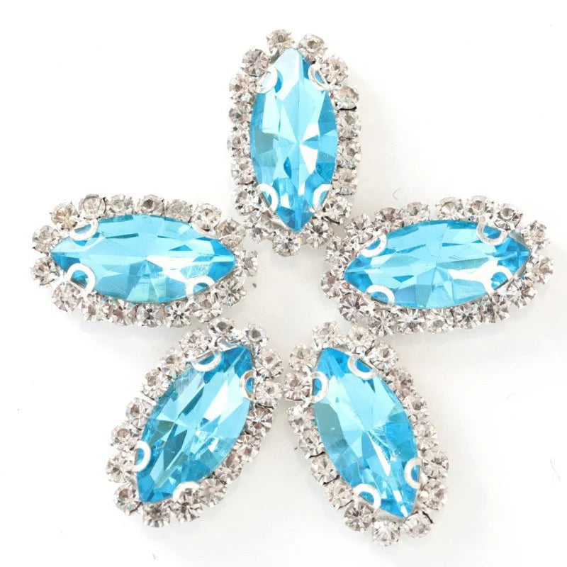 Navette rhinestones with claw silver base clothes sew on DIY jewelry clothes dress Accessories
