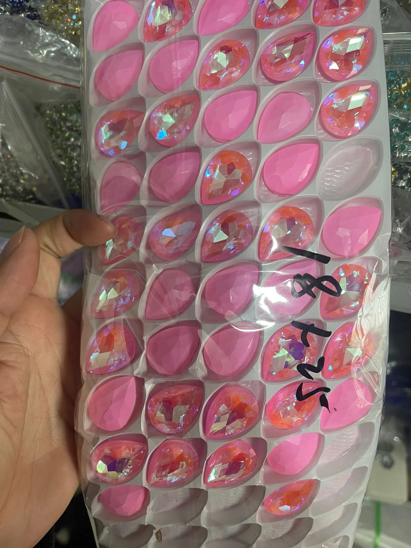 pink mocha ab home decoration beads Rhinestones Rivoli horse eye drop Pointback Glue on Jewelry beads