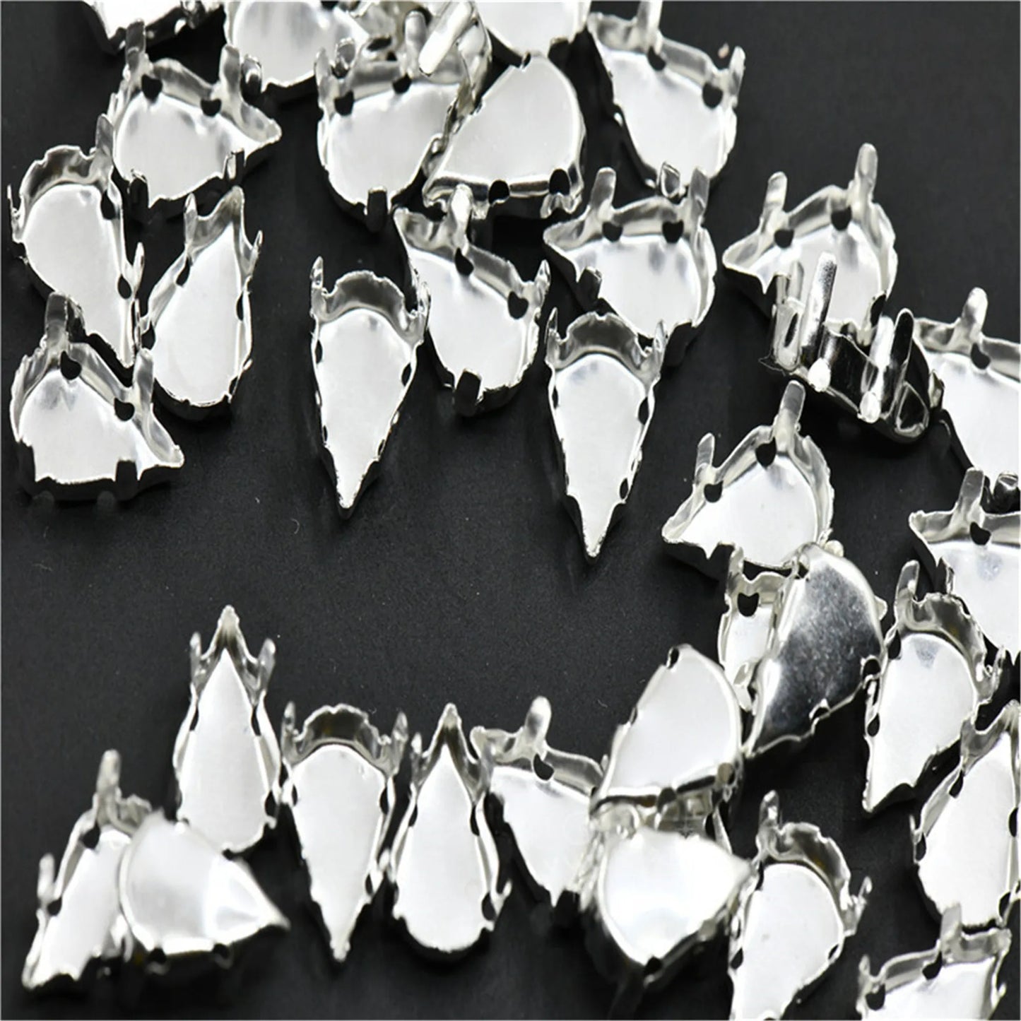 silver casing Brass Empty Setting with 4 holes for stones Jewellery making normal Claw not strong round horse eye teardrop