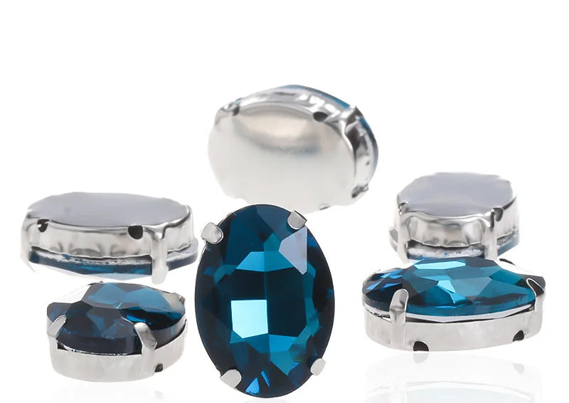 oval shape Beads with claw Fancy Stones sew on Rhinestone For Clothes Shoes bags clothing DIY