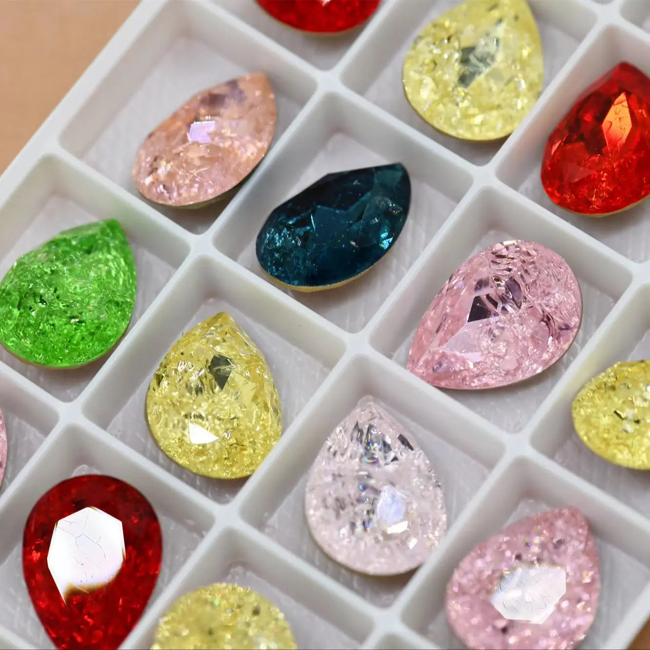k9 Mixed color ICE Teardrop Pendant Glass Crystal Strass Pointback Rhinestones Beads For DIY Making Earing Necklaces 13x18mm