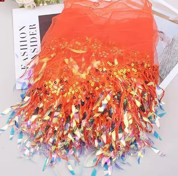 10 yards 15cm sequins Tassel Fringe Bulk wholesale Mesh Sequins Tassels Fringe Stage Perform Dress Lace Trim Wedding Clothes Cu