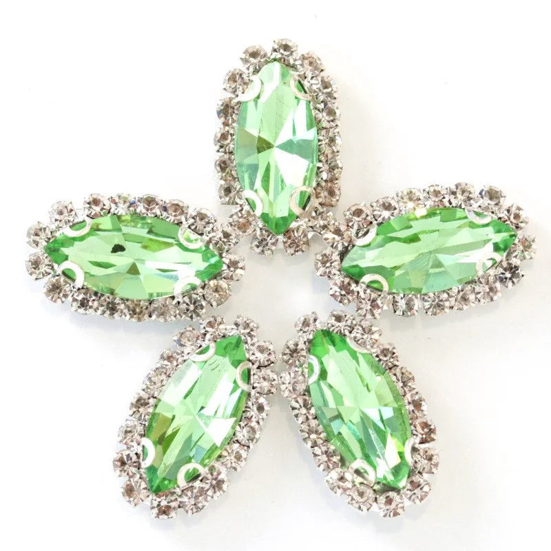Navette rhinestones with claw silver base clothes sew on DIY jewelry clothes dress Accessories