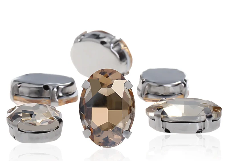 oval shape Beads with claw Fancy Stones sew on Rhinestone For Clothes Shoes bags clothing DIY