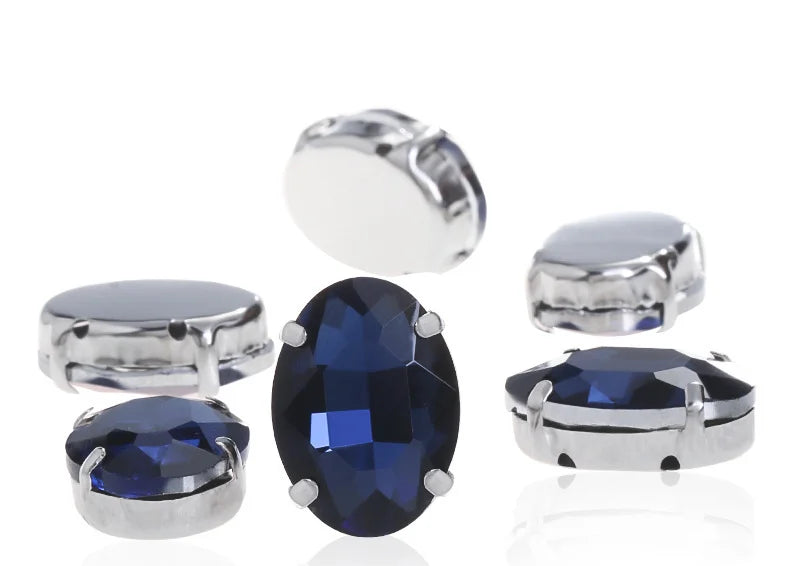 oval shape Beads with claw Fancy Stones sew on Rhinestone For Clothes Shoes bags clothing DIY