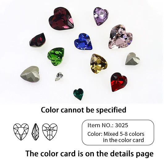 Crystal Fancy Stone Pointed Back Rhinestones Heart Shape Glue On Crystal Beads K9 Glass Loose Diamond For Jewelry Making DIY
