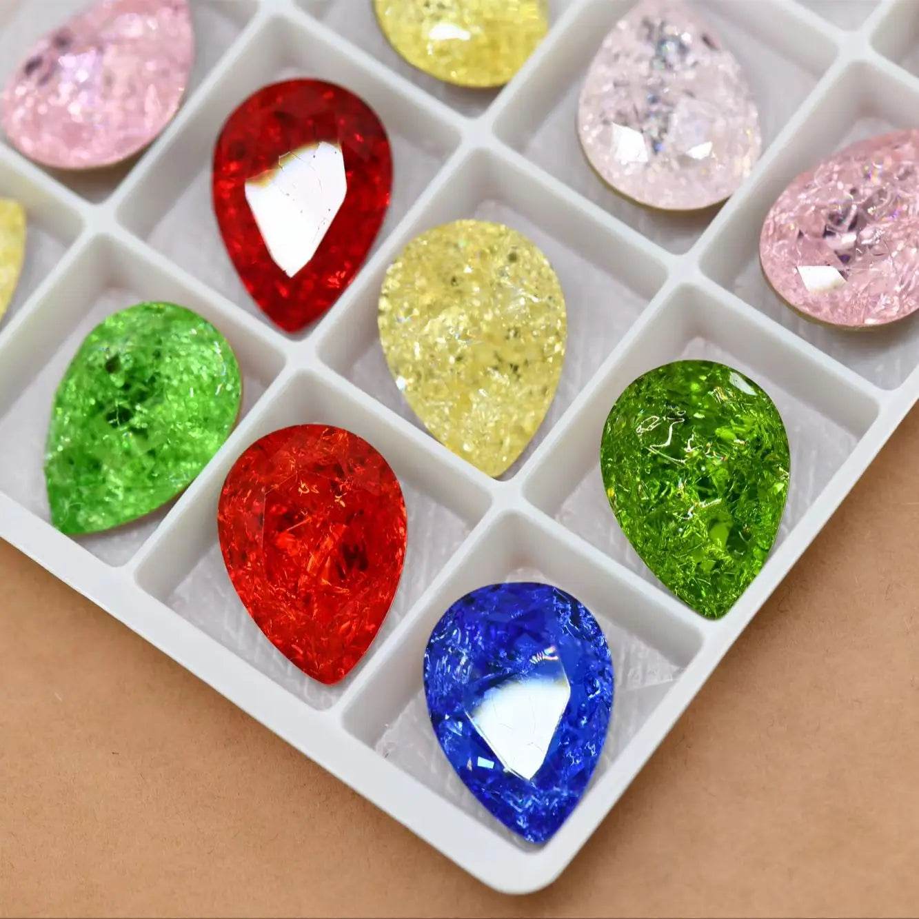 k9 Mixed color ICE Teardrop Pendant Glass Crystal Strass Pointback Rhinestones Beads For DIY Making Earing Necklaces 13x18mm