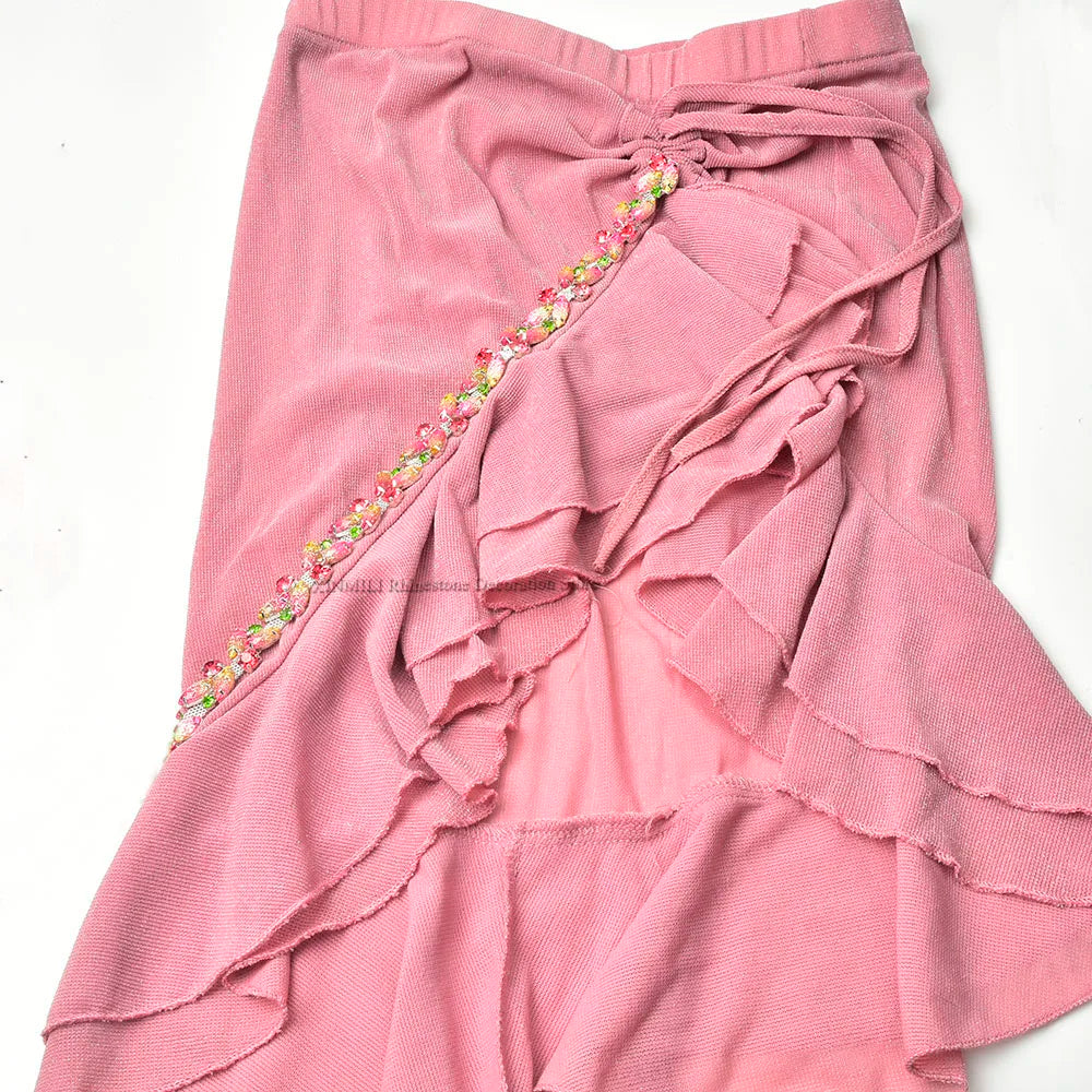 Jelly Pink Leaf Diamond Rhinestone Ribbon Trim Glitter Crystal Chain DIY Dress Belt Applique for Clothing Shoes Accessories