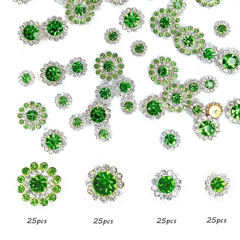 100pcs mixed size Sew-On Rhinestones Glitter for DIY Crafts Clothing Decoration Sparkling Bling round Shape Stones