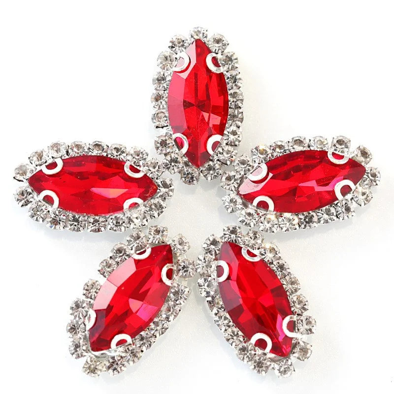 Navette rhinestones with claw silver base clothes sew on DIY jewelry clothes dress Accessories