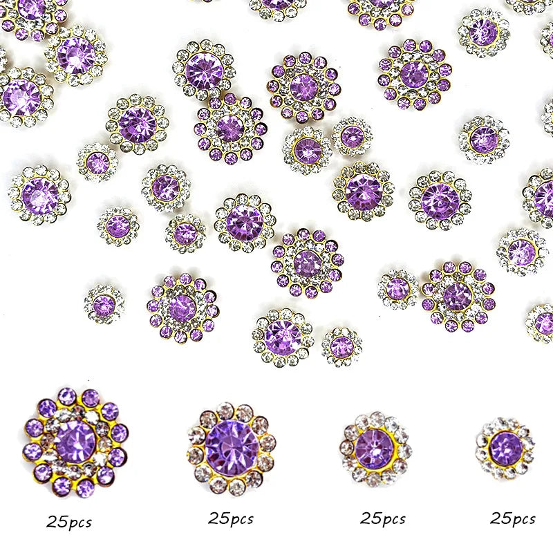 100pcs mixed size Sew-On Rhinestones Glitter for DIY Crafts Clothing Decoration Sparkling Bling round Shape Stones