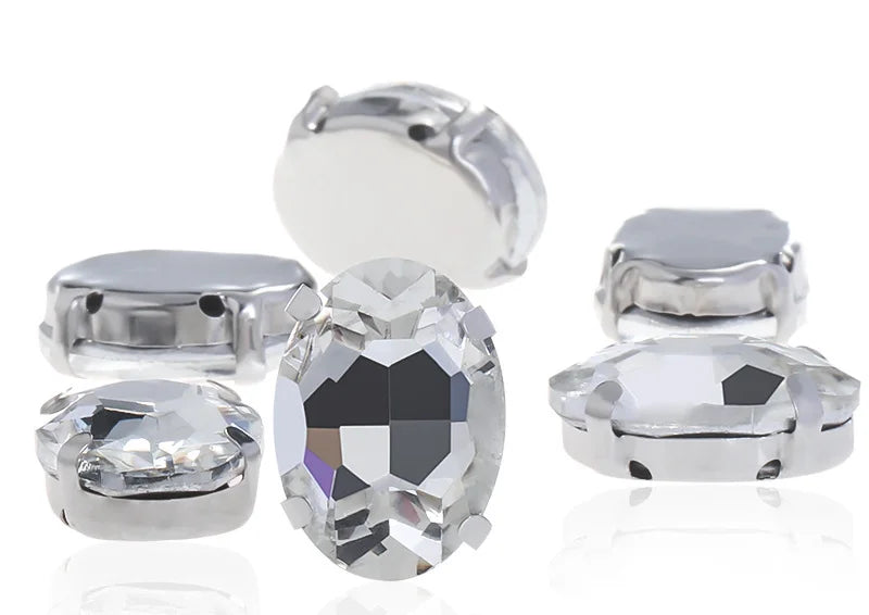oval shape Beads with claw Fancy Stones sew on Rhinestone For Clothes Shoes bags clothing DIY